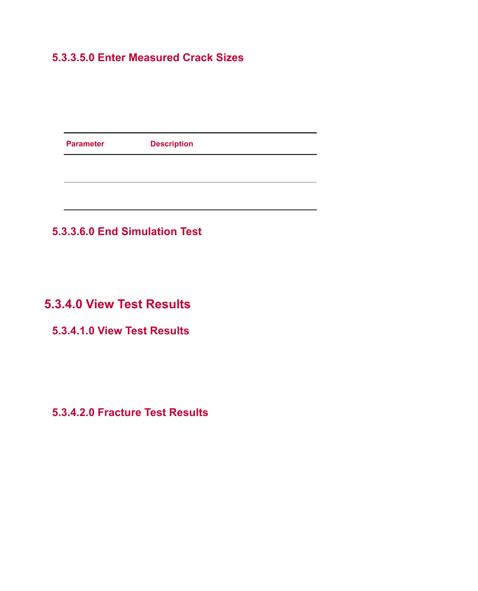 0 enter measured crack sizes, 0 end simulation test, 0 view test results | 0 fracture test results | MTS Multipurpose Simulated User Manual | Page 52 / 100