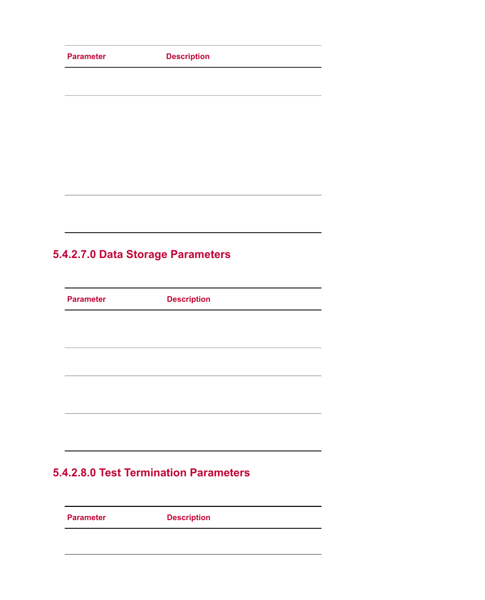 0 data storage parameters, 0 test termination parameters | MTS Multipurpose Simulated User Manual | Page 61 / 100