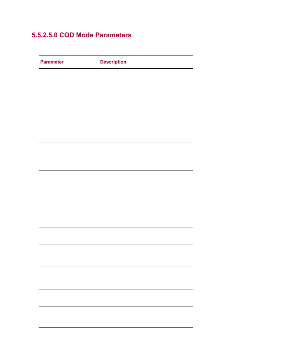 0 cod mode parameters | MTS Multipurpose Simulated User Manual | Page 75 / 100