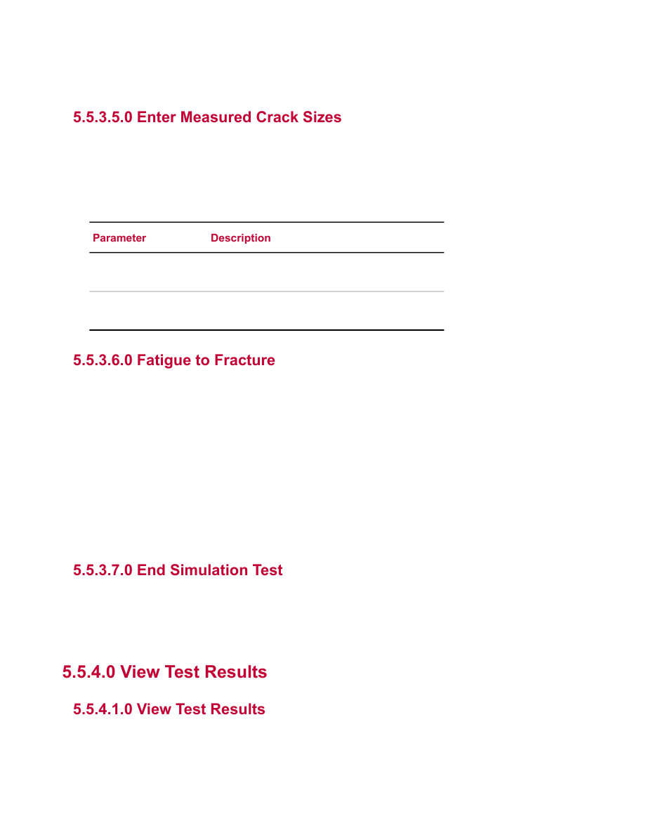 0 enter measured crack sizes, 0 fatigue to fracture, 0 end simulation test | 0 view test results | MTS Multipurpose Simulated User Manual | Page 82 / 100