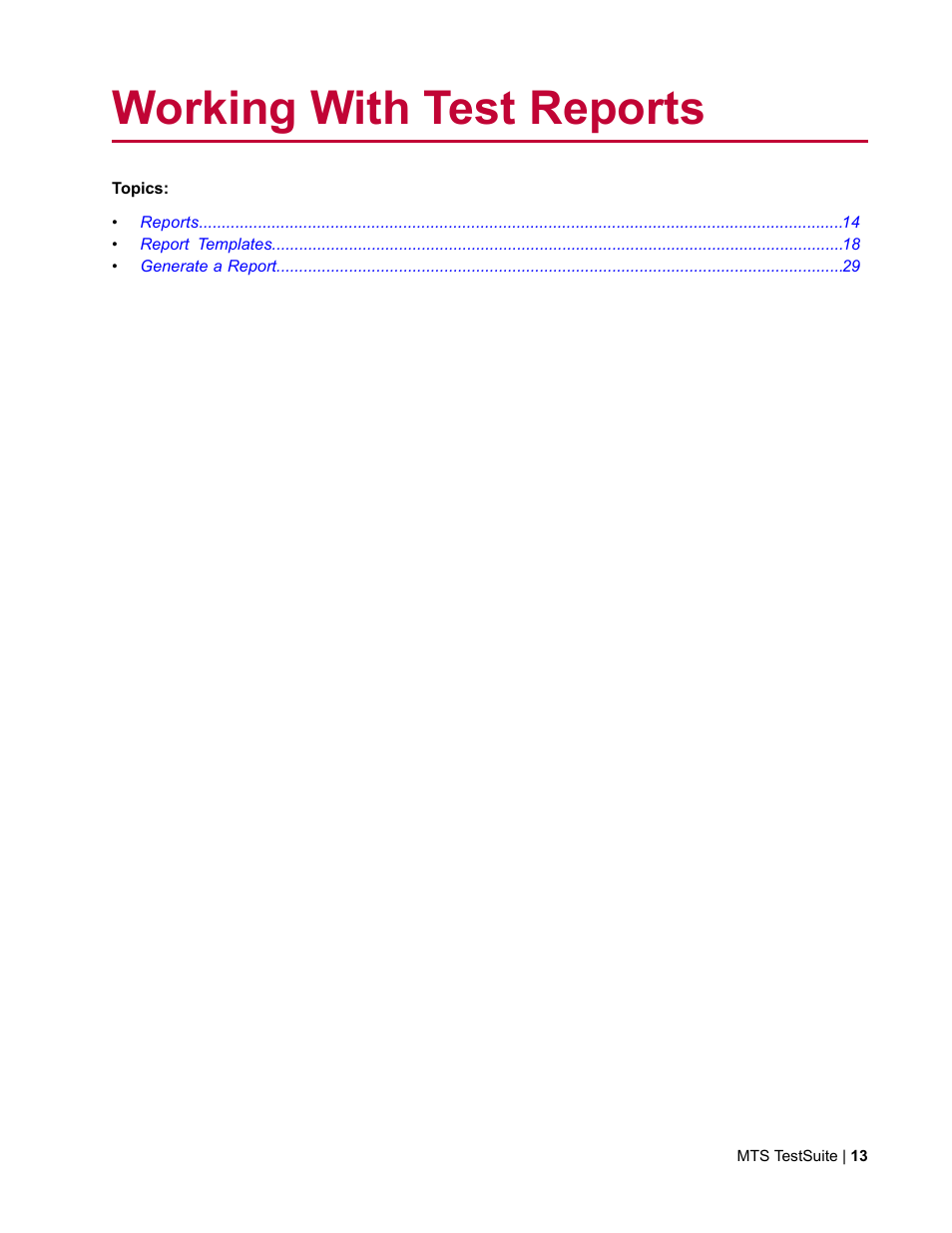 Working with test reports | MTS Reporter Add-In User Manual | Page 13 / 38