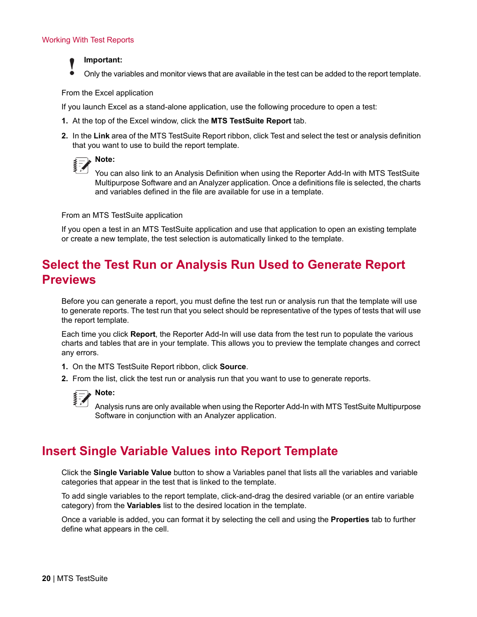 Insert single variable values into report template | MTS Reporter Add-In User Manual | Page 20 / 38