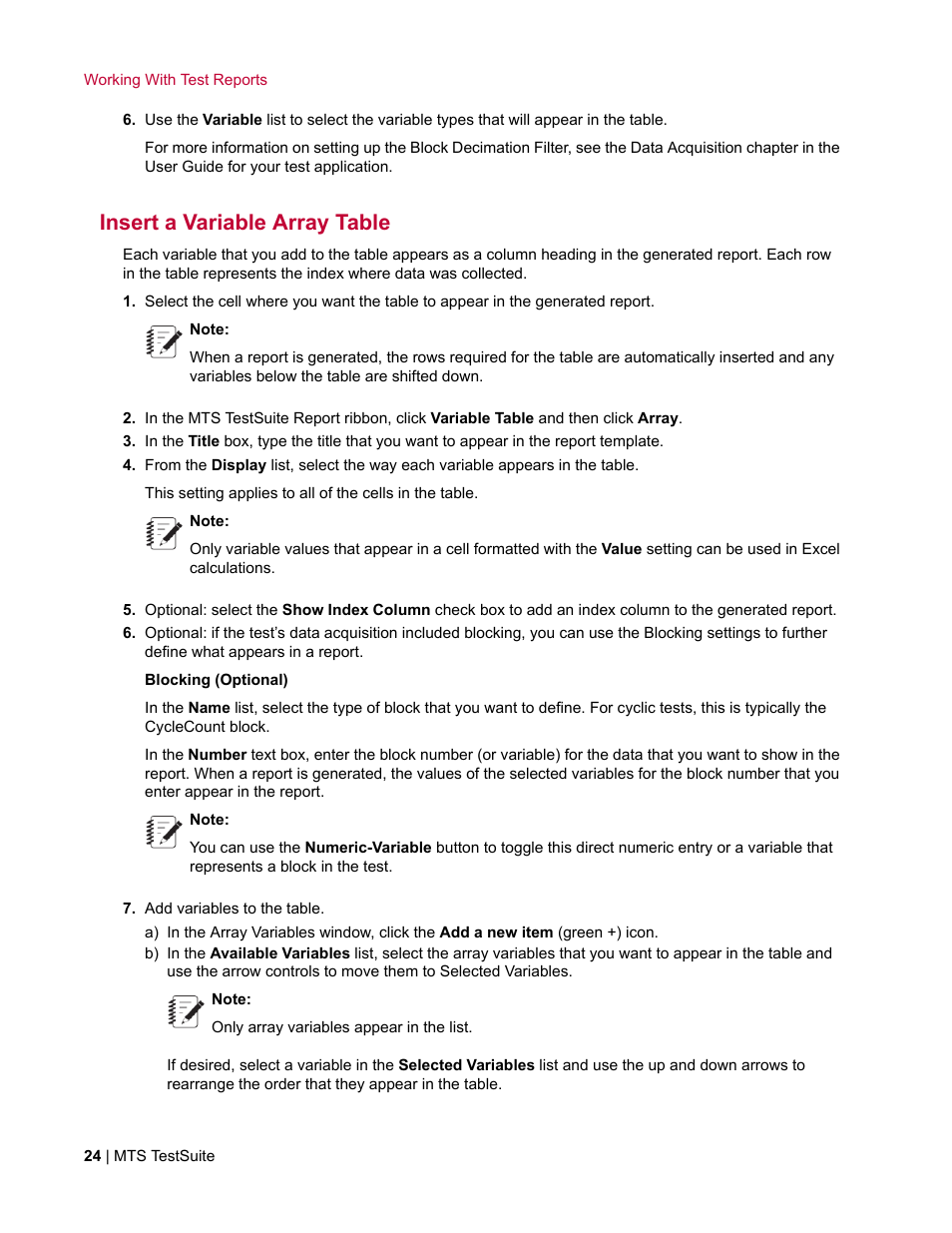 Insert a variable array table | MTS Reporter Add-In User Manual | Page 24 / 38