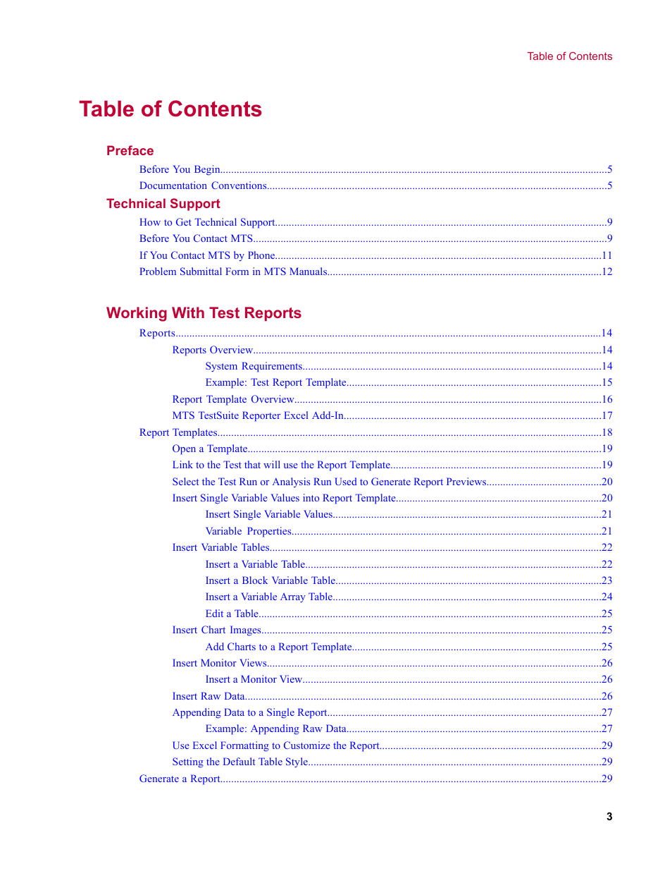 MTS Reporter Add-In User Manual | Page 3 / 38