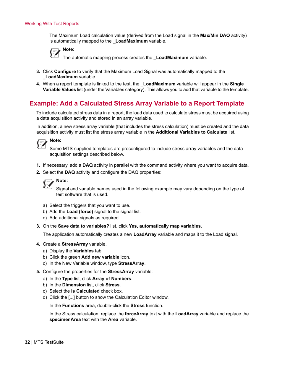 MTS Reporter Add-In User Manual | Page 32 / 38