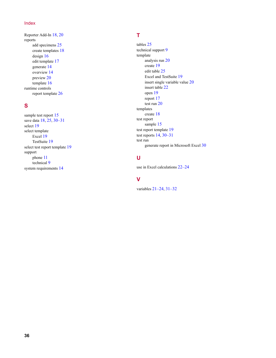 MTS Reporter Add-In User Manual | Page 36 / 38