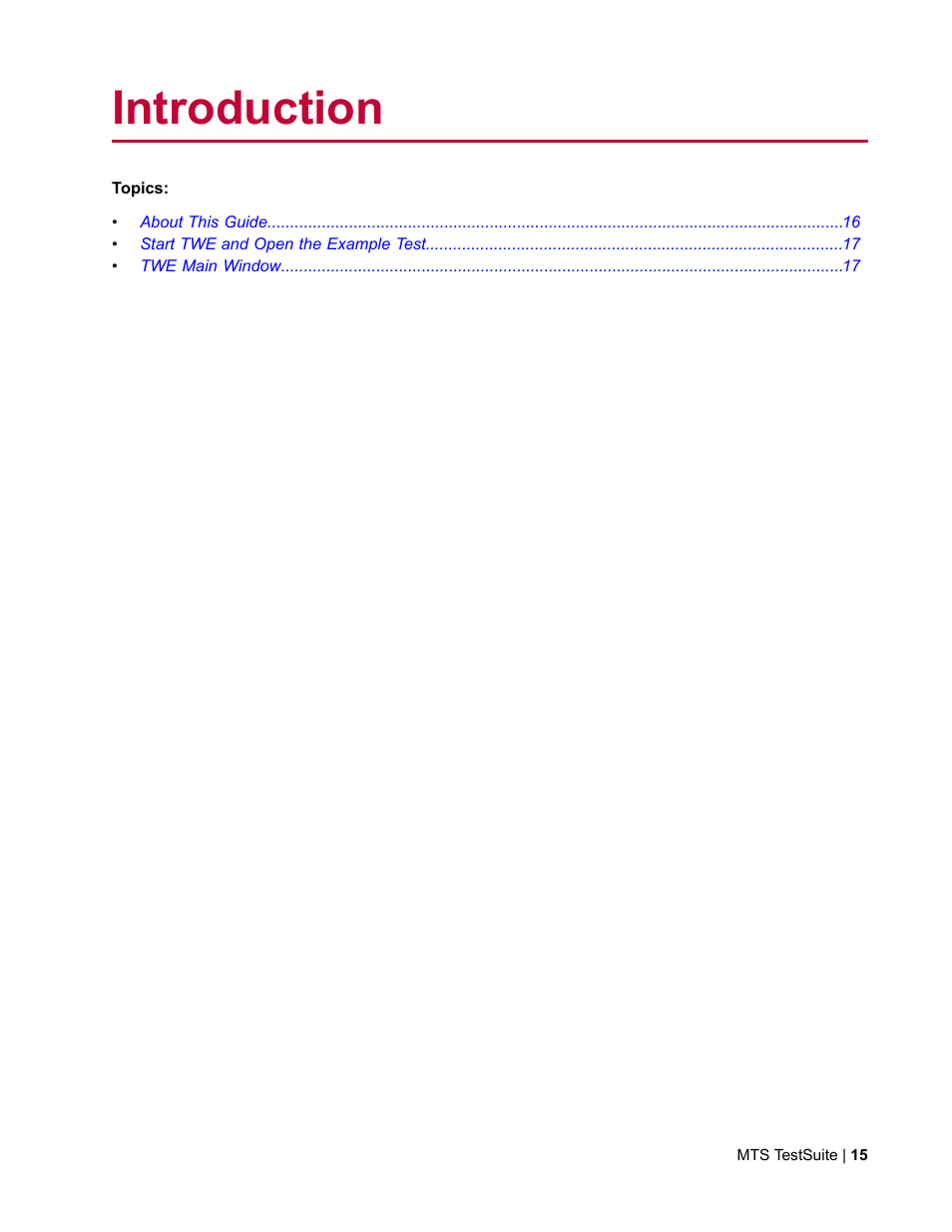 Introduction | MTS TW Elite User Manual | Page 15 / 132