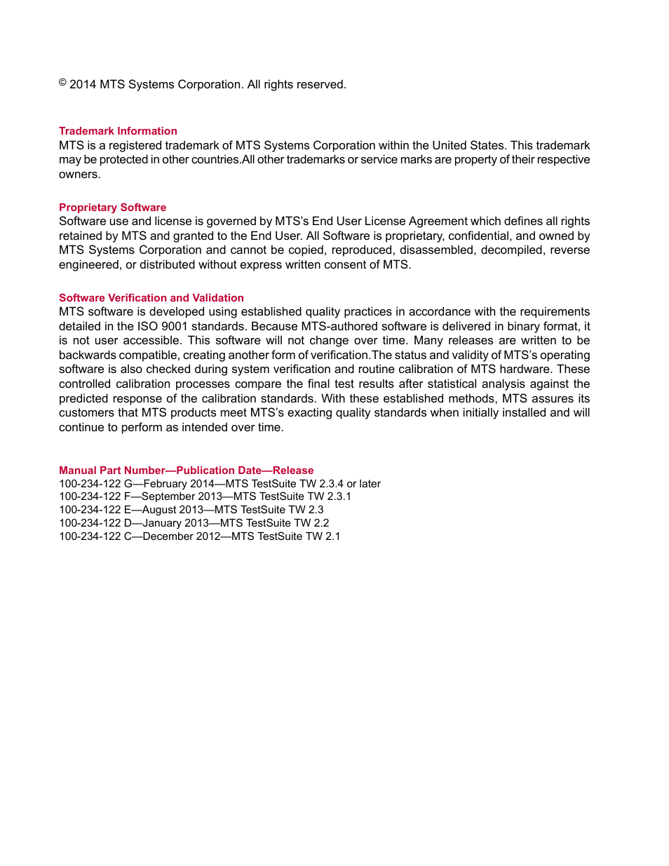 MTS TW Elite User Manual | Page 2 / 132