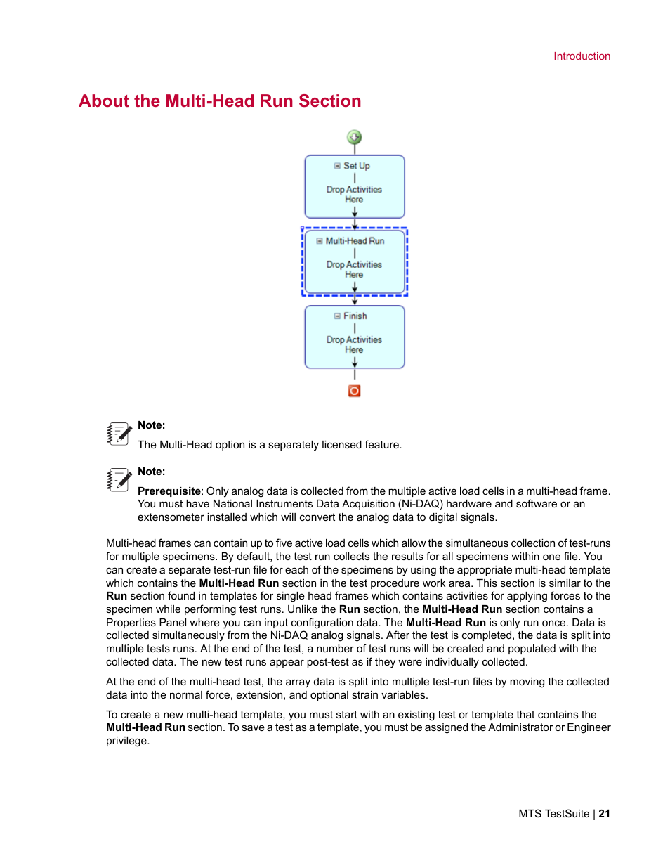 About the multi-head run section | MTS TW Elite User Manual | Page 21 / 132