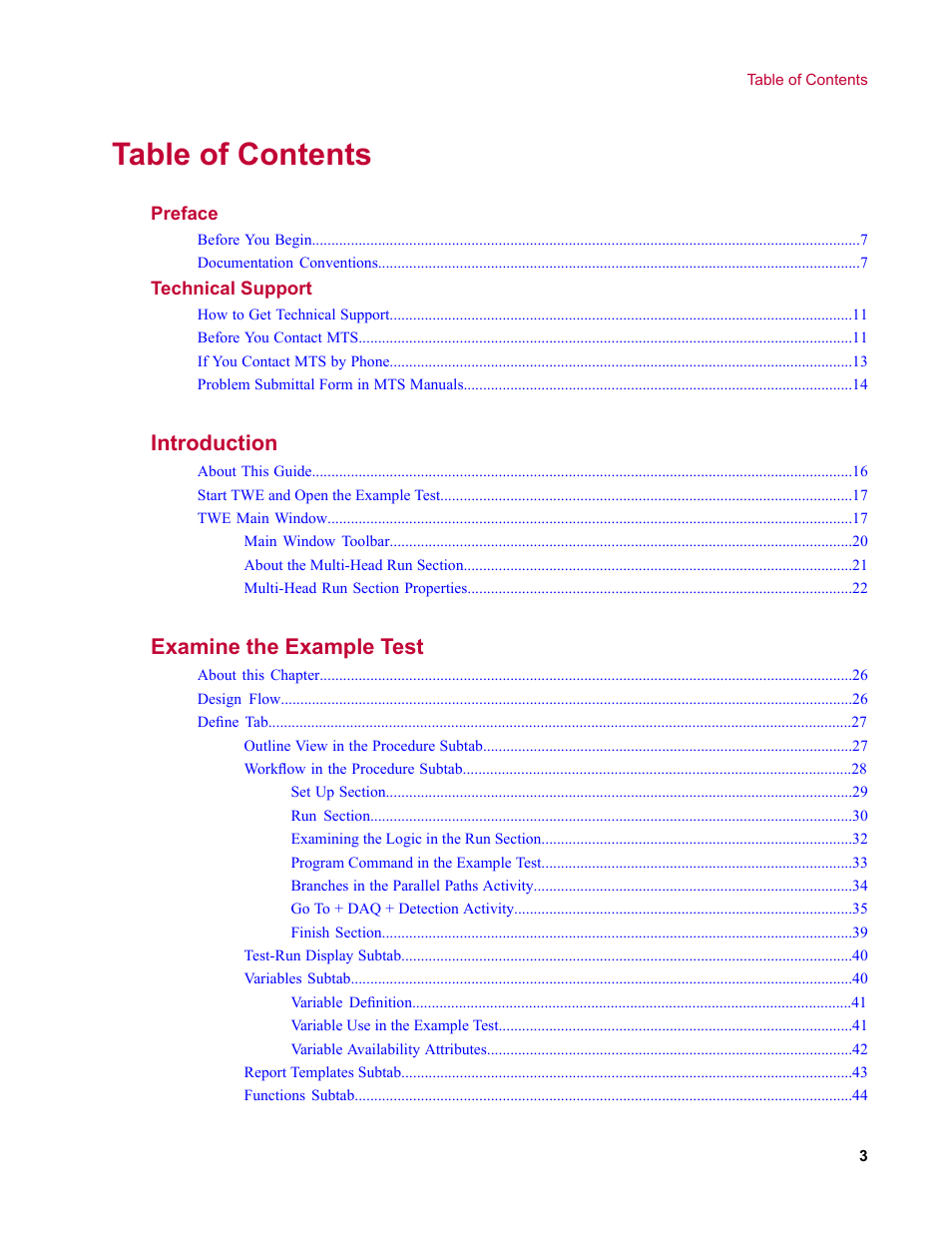 MTS TW Elite User Manual | Page 3 / 132