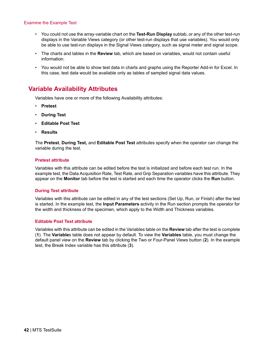 Variable availability attributes | MTS TW Elite User Manual | Page 42 / 132