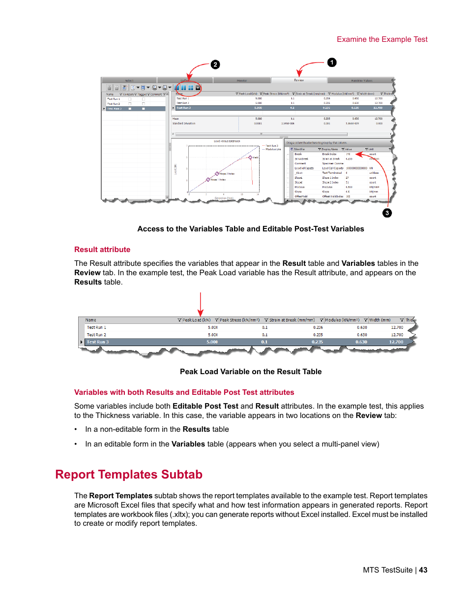 Report templates subtab | MTS TW Elite User Manual | Page 43 / 132