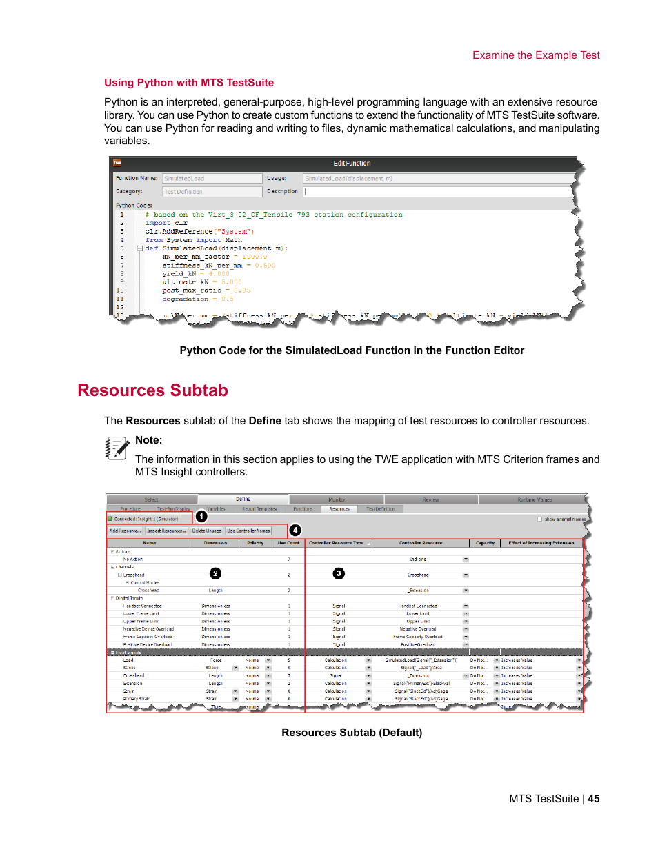 Resources subtab | MTS TW Elite User Manual | Page 45 / 132