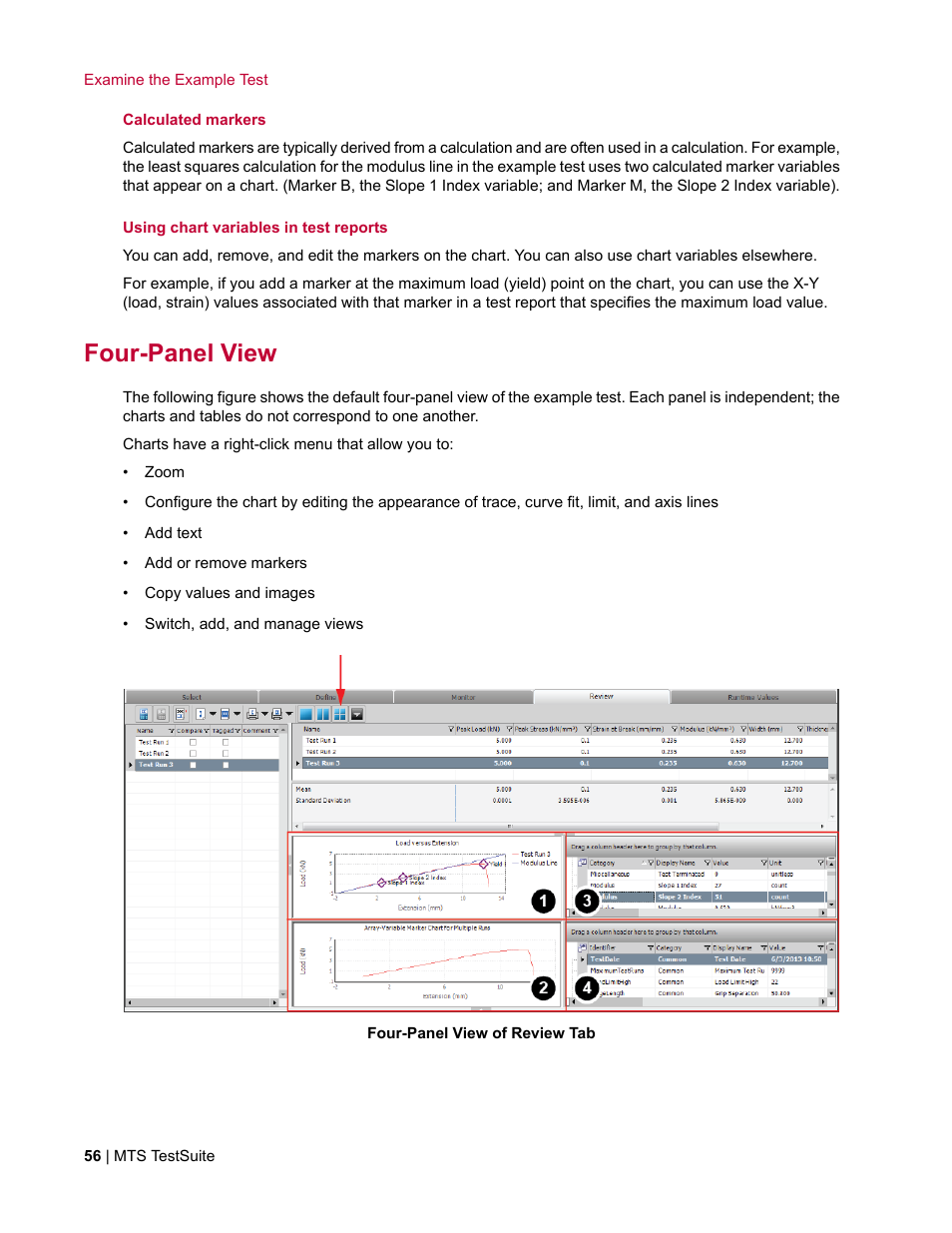 Four-panel view | MTS TW Elite User Manual | Page 56 / 132