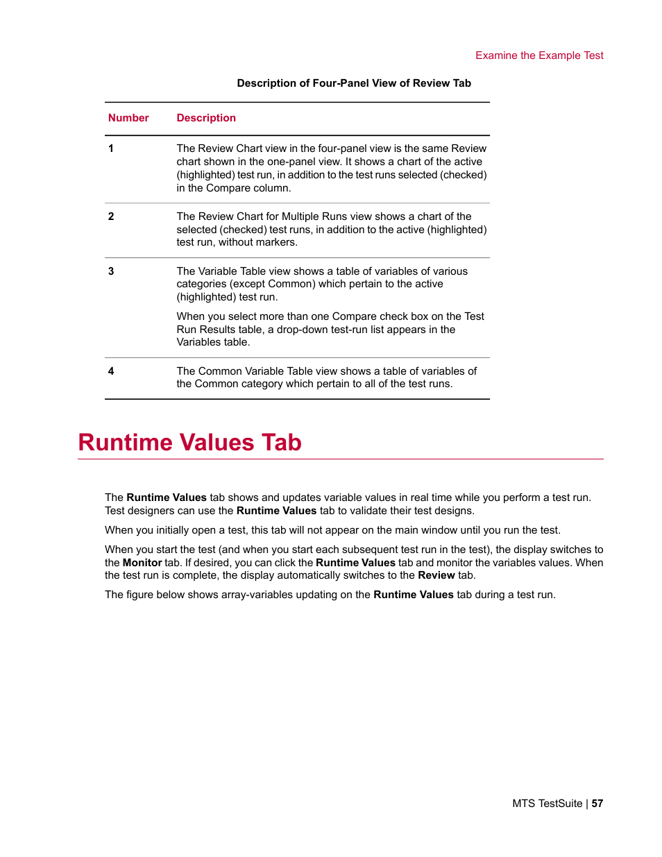 Runtime values tab | MTS TW Elite User Manual | Page 57 / 132