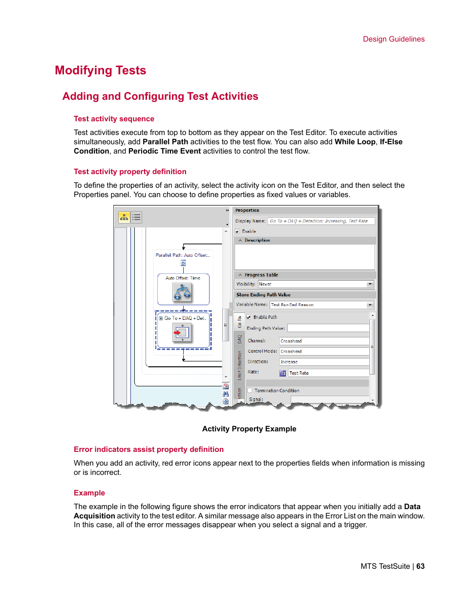 Modifying tests, Adding and configuring test activities | MTS TW Elite User Manual | Page 63 / 132