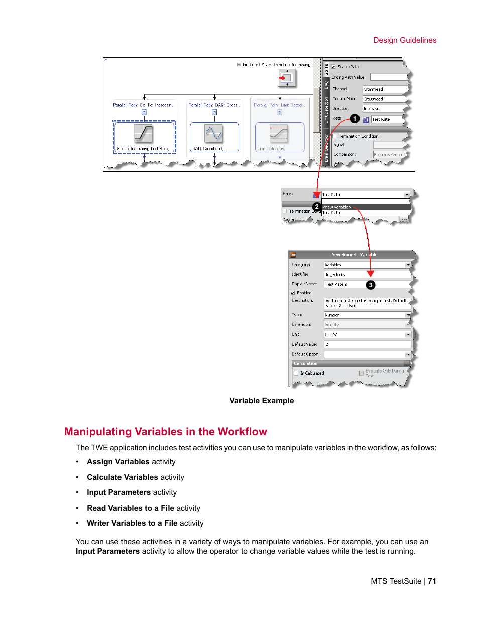 Manipulating variables in the workflow | MTS TW Elite User Manual | Page 71 / 132