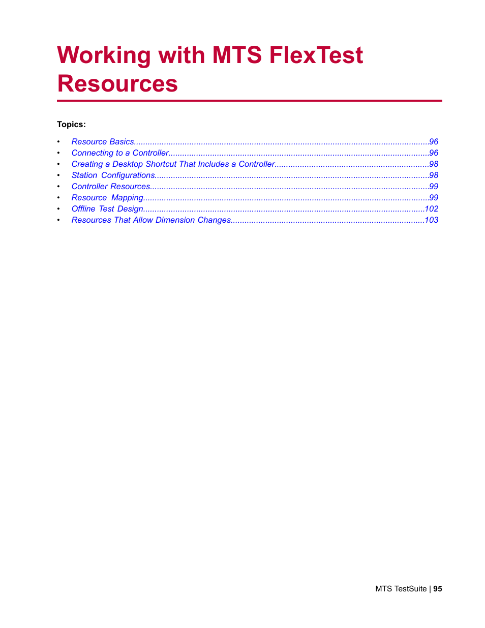 Working with mts flextest resources | MTS TW Elite User Manual | Page 95 / 132