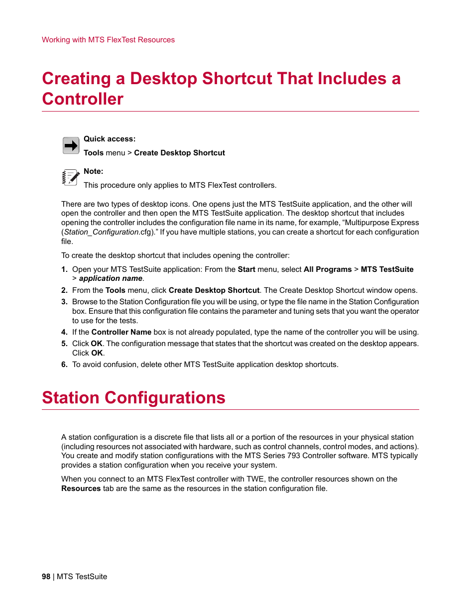 Station configurations | MTS TW Elite User Manual | Page 98 / 132
