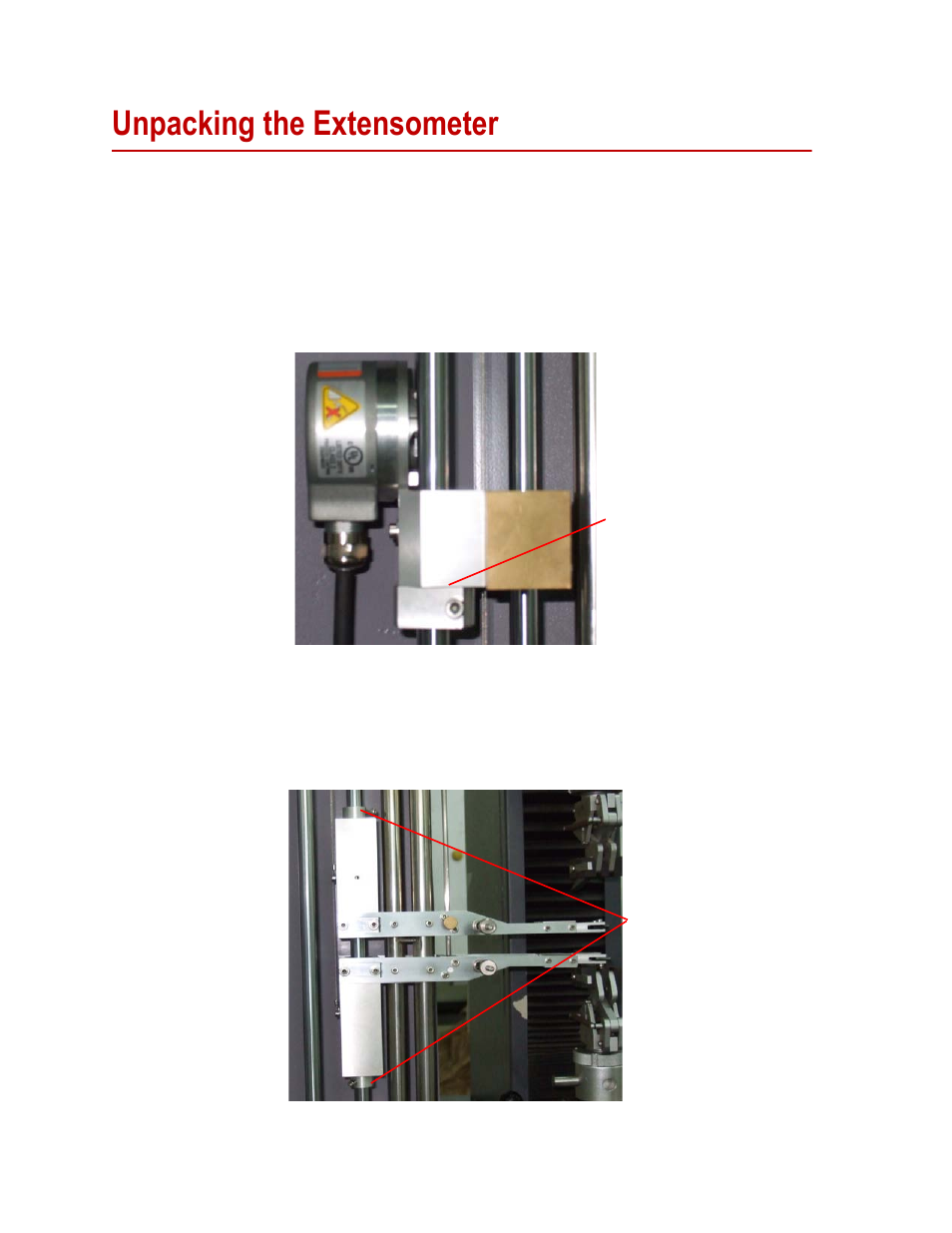 Unpacking the extensometer, Unpacking the extensometer 10 | MTS AHX800 High Elongation Extensometer User Manual | Page 10 / 24