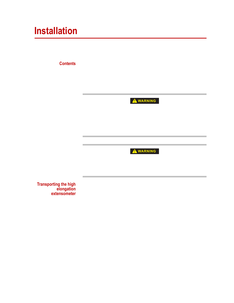 Installation, Installation 9 | MTS AHX800 High Elongation Extensometer User Manual | Page 9 / 24