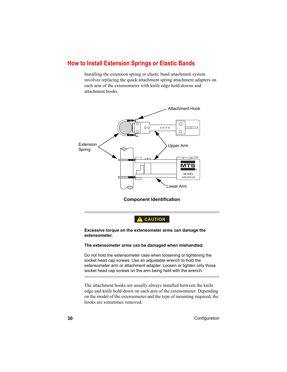 How to install extension springs or elastic bands | MTS Axial Extensometers User Manual | Page 30 / 64