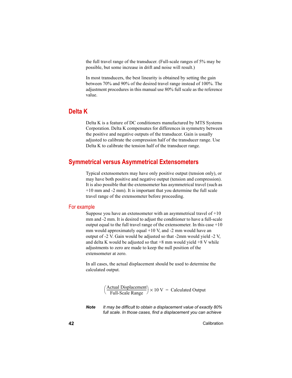 Delta k, Symmetrical versus asymmetrical extensometers | MTS Axial Extensometers User Manual | Page 42 / 64