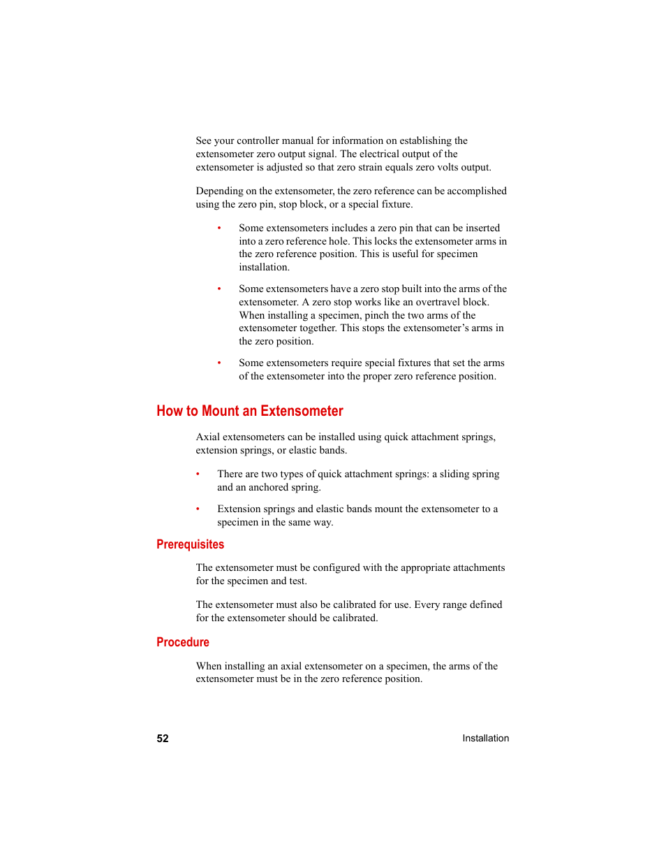 How to mount an extensometer, How to mount an extensometer 52 | MTS Axial Extensometers User Manual | Page 52 / 64