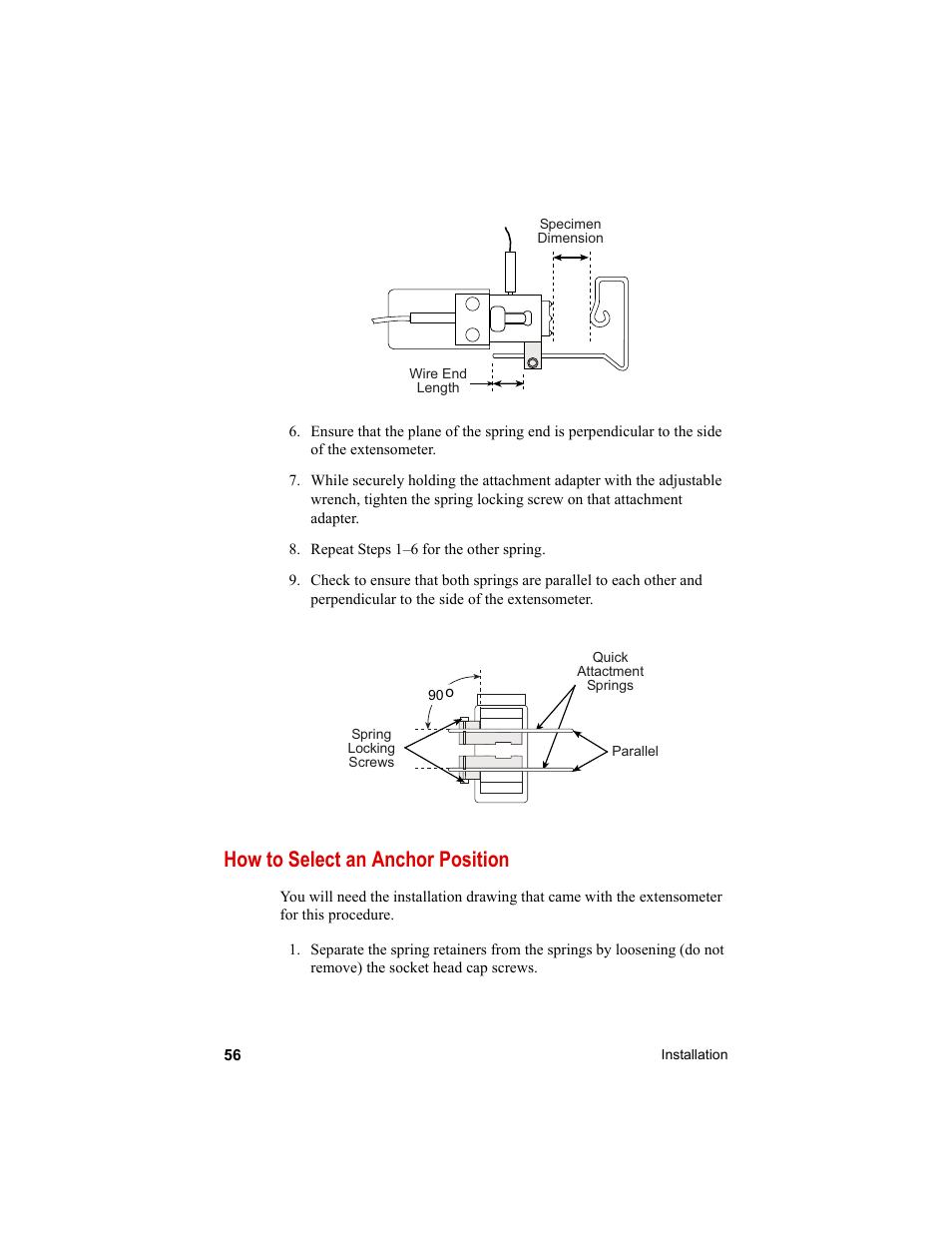 How to select an anchor position, How to select an anchor position 56 | MTS Axial Extensometers User Manual | Page 56 / 64