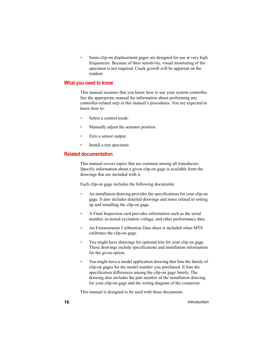 MTS Clip-On Gages User Manual | Page 16 / 36