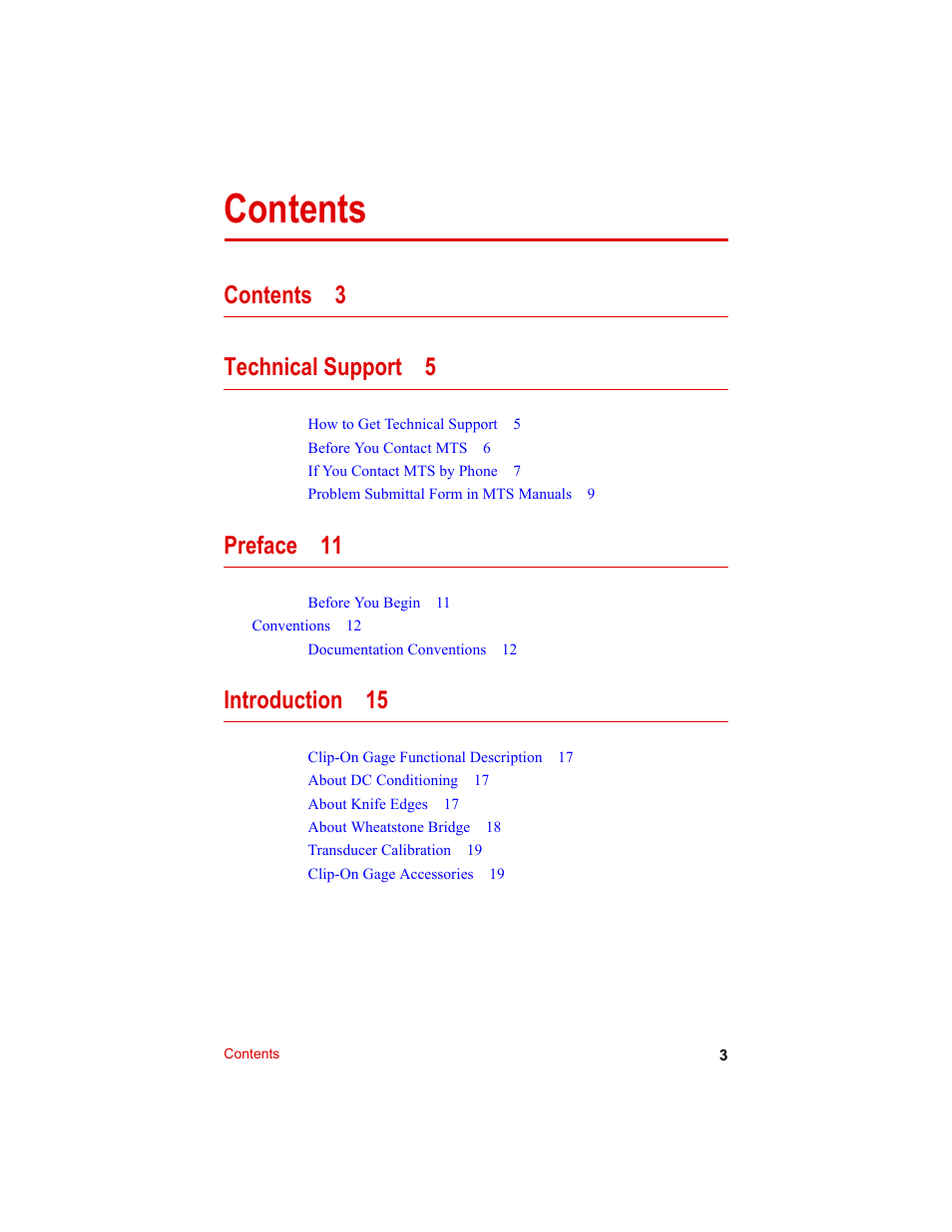 MTS Clip-On Gages User Manual | Page 3 / 36