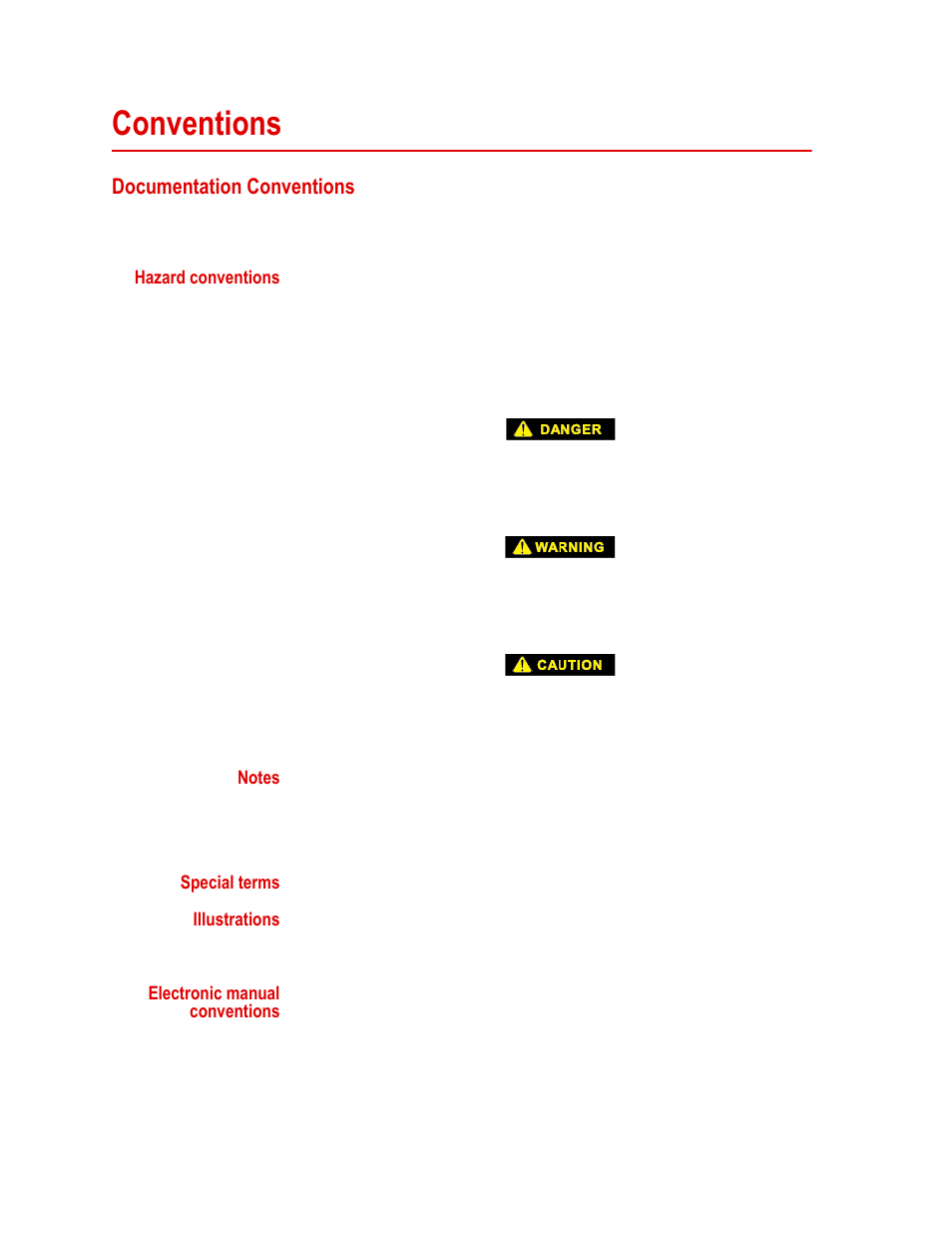 Conventions, Documentation conventions, Conventions 10 | Documentation conventions 10 | MTS Fundamental Video Extensometer User Manual | Page 10 / 42