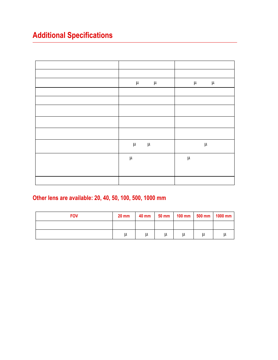 Additional specifications, Additional specifications 16 | MTS Fundamental Video Extensometer User Manual | Page 16 / 42