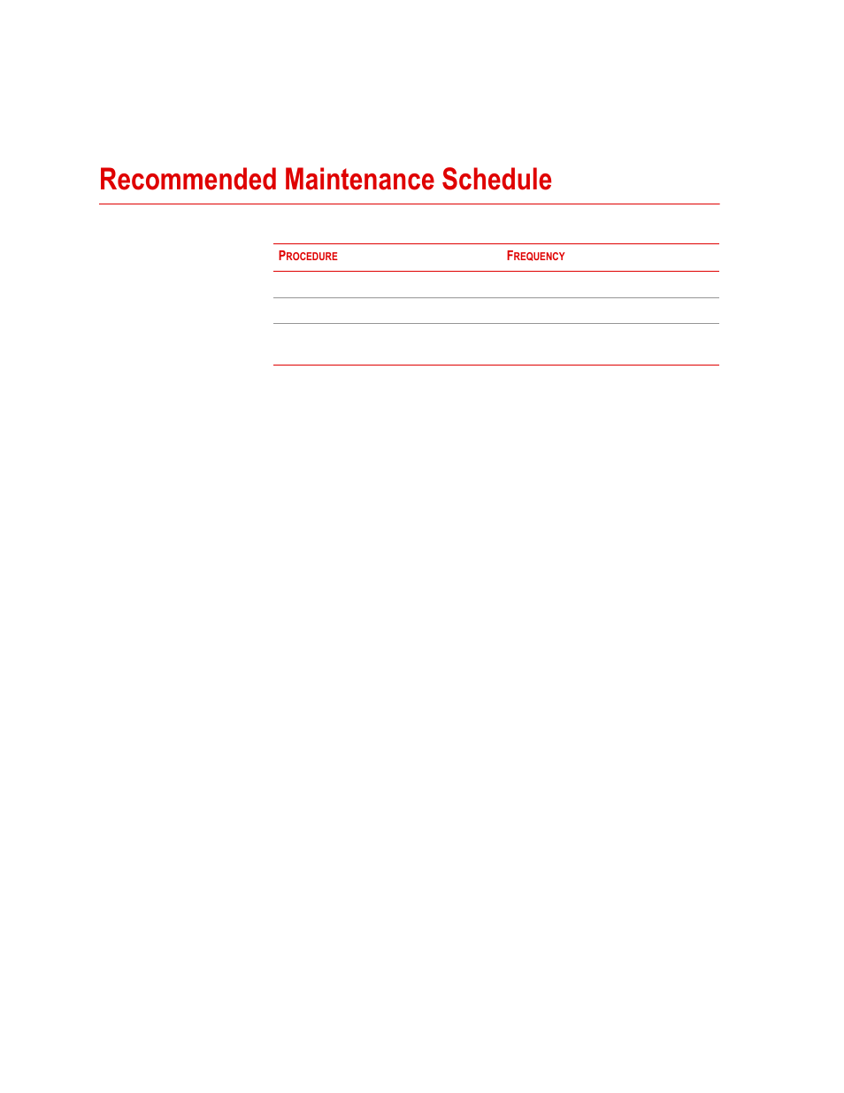 Recommended maintenance schedule, Recommended maintenance schedule 56 | MTS Series LX Laser Extensometer User Manual | Page 56 / 62