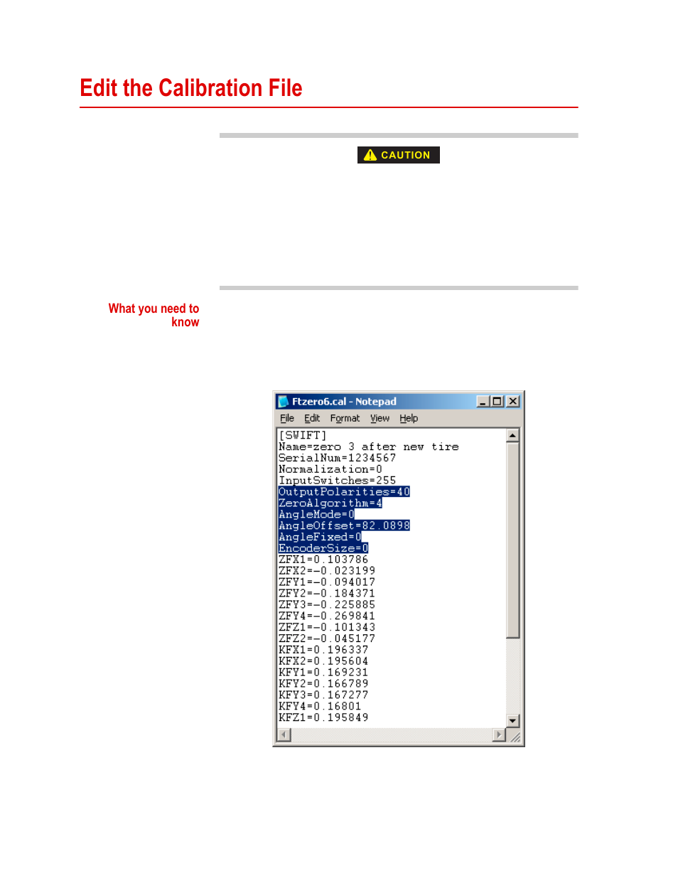 Edit the calibration file, Edit the calibration file 66 | MTS SWIFT 20 Ultra Sensor User Manual | Page 66 / 176