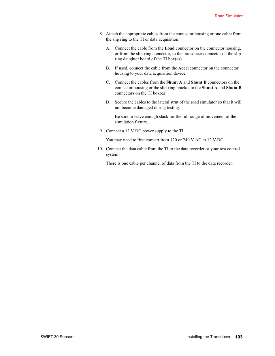 MTS SWIFT 30 Sensor User Manual | Page 103 / 172