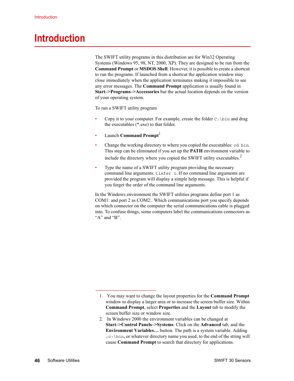 Introduction, Introduction 46 | MTS SWIFT 30 Sensor User Manual | Page 46 / 172