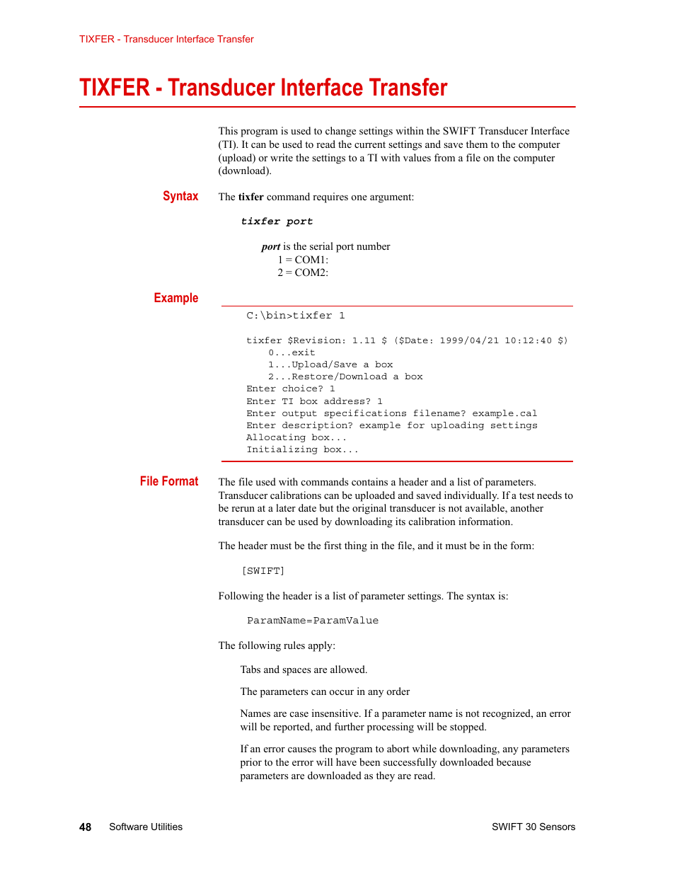 Tixfer - transducer interface transfer, Tixfer - transducer interface transfer 48 | MTS SWIFT 30 Sensor User Manual | Page 48 / 172