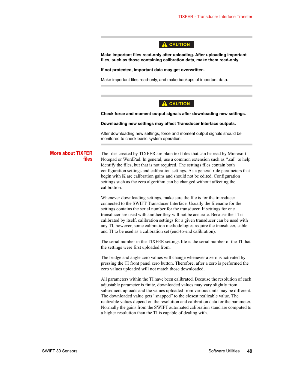 MTS SWIFT 30 Sensor User Manual | Page 49 / 172