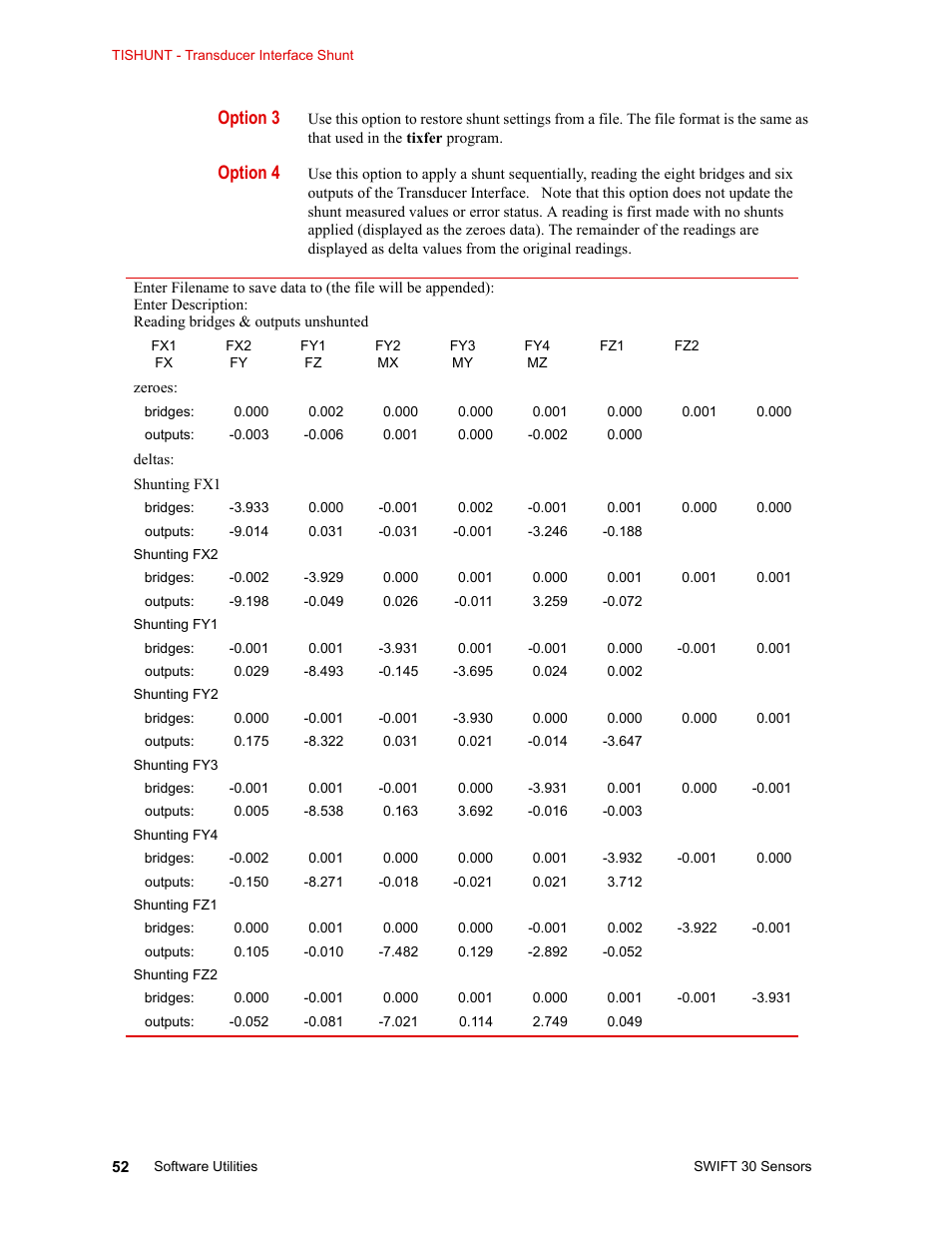 Option 3, Option 4 | MTS SWIFT 30 Sensor User Manual | Page 52 / 172