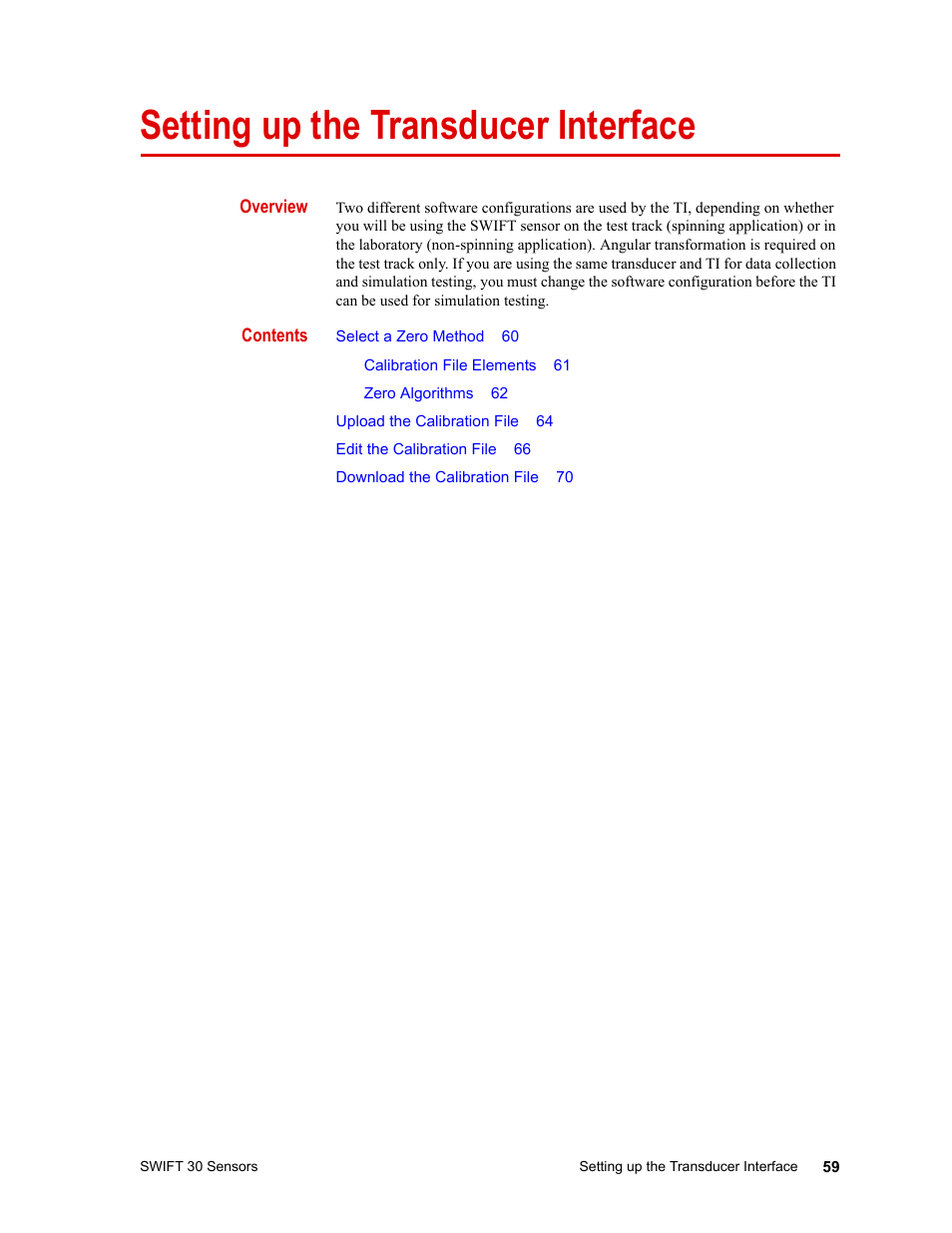 Setting up the transducer interface, Setting up the transducer interface 59 | MTS SWIFT 30 Sensor User Manual | Page 59 / 172