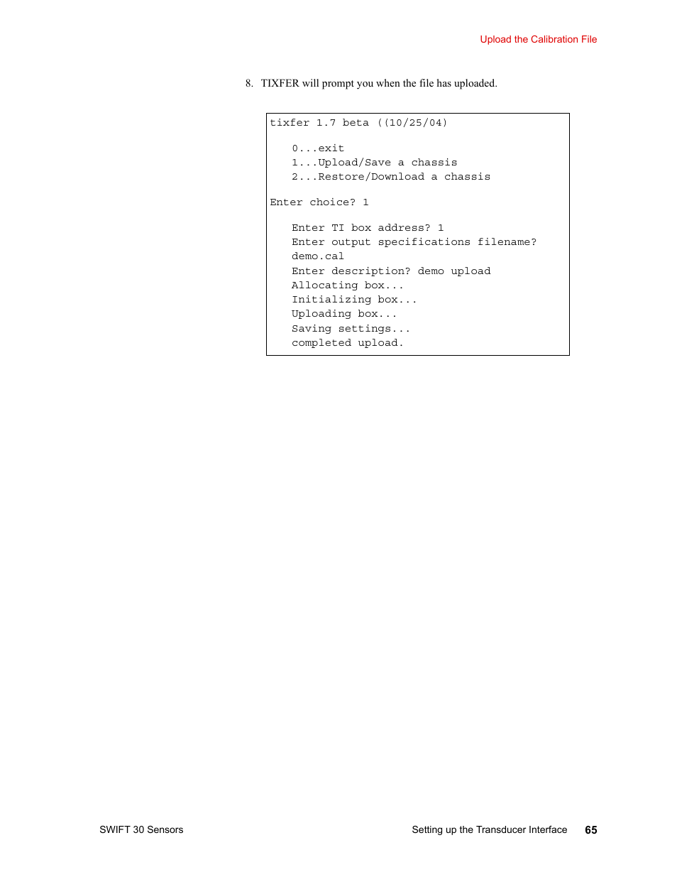 MTS SWIFT 30 Sensor User Manual | Page 65 / 172