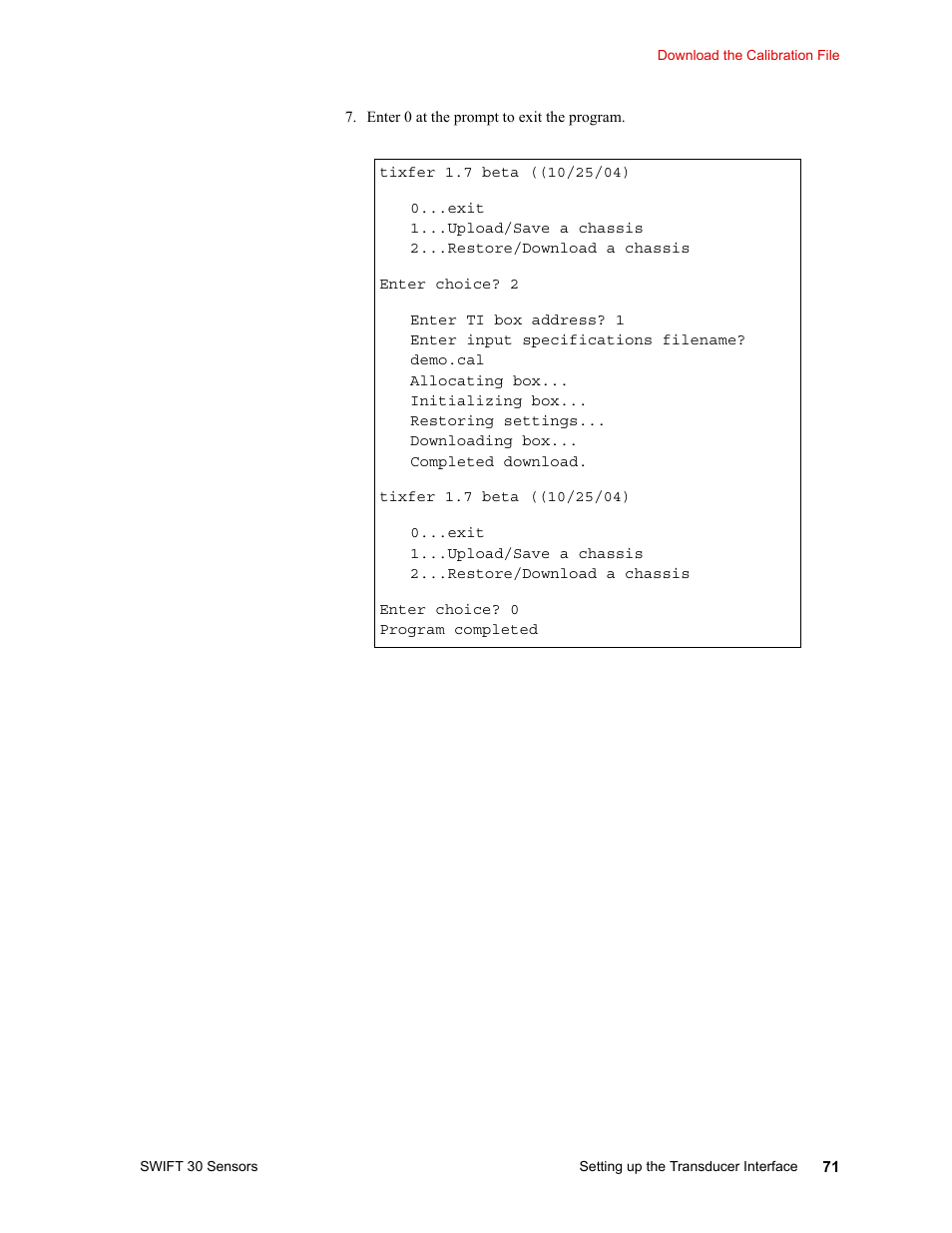 MTS SWIFT 30 Sensor User Manual | Page 71 / 172