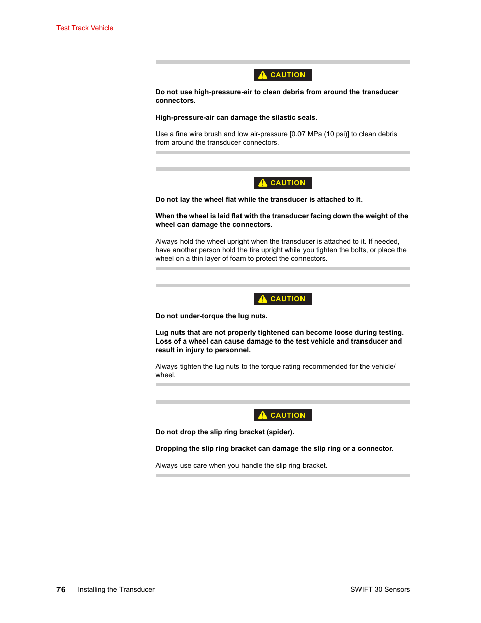 MTS SWIFT 30 Sensor User Manual | Page 76 / 172