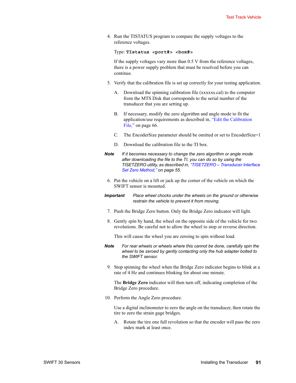 MTS SWIFT 30 Sensor User Manual | Page 91 / 172