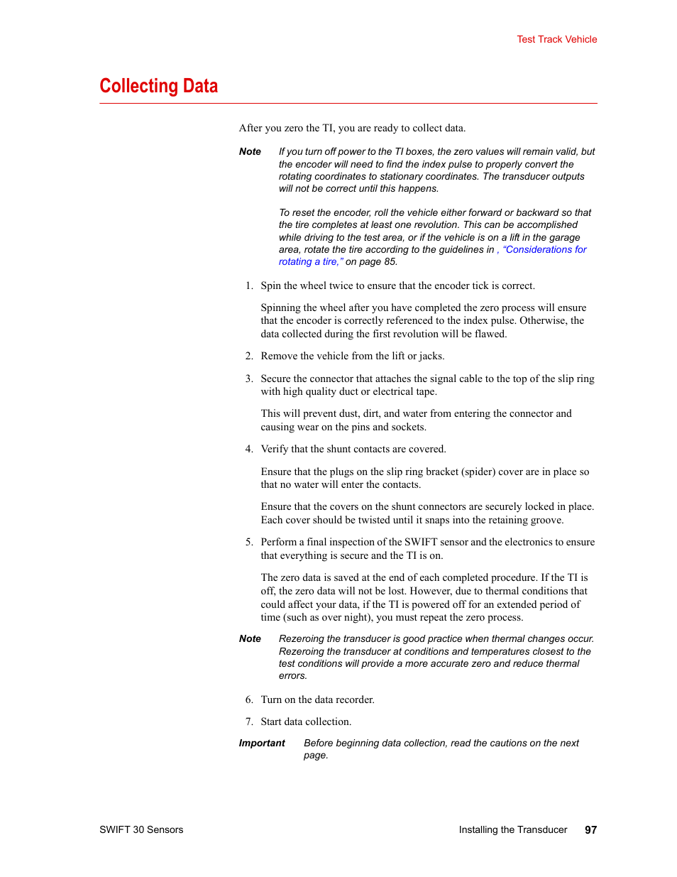 Collecting data, Collecting data 97 | MTS SWIFT 30 Sensor User Manual | Page 97 / 172