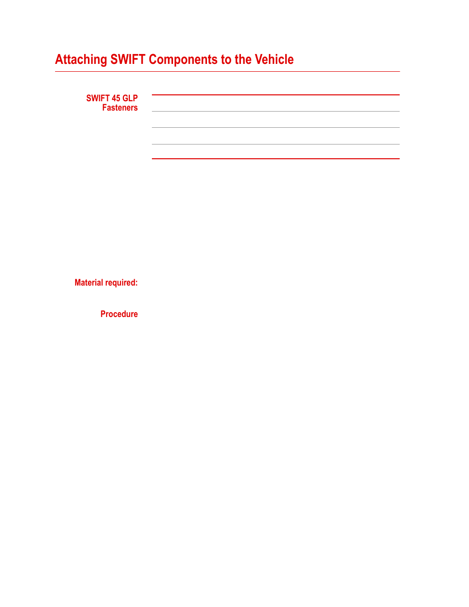 Attaching swift components to the vehicle, Attaching swift components to the vehicle 38 | MTS SWIFT 45 GLP Sensor User Manual | Page 38 / 106