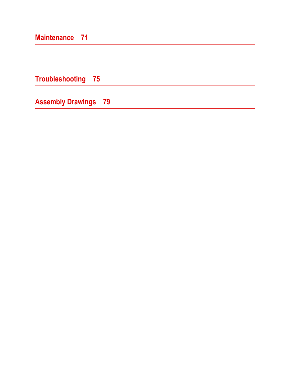 Maintenance 71, Troubleshooting 75 assembly drawings 79 | MTS SWIFT 45 GLP Sensor User Manual | Page 4 / 106