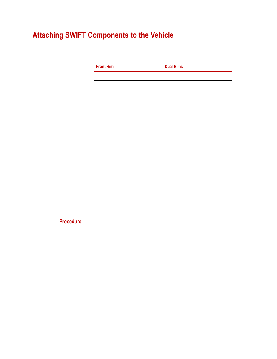 Attaching swift components to the vehicle, Attaching swift components to the vehicle 36, Procedure | MTS SWIFT 50 GLP Sensor Heavy Trucks User Manual | Page 36 / 112