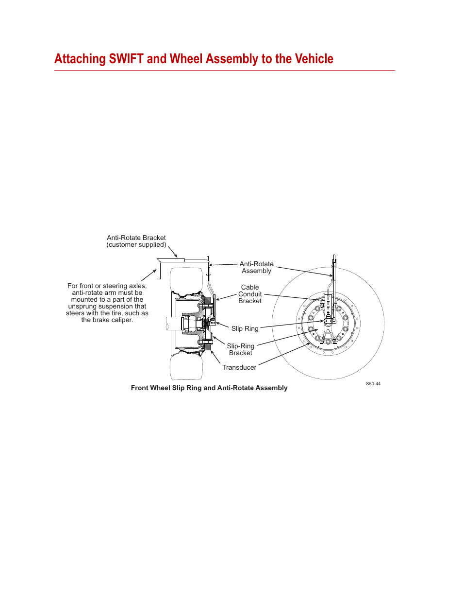 Attaching swift and wheel assembly to the vehicle | MTS SWIFT 50 GLP Sensor Heavy Trucks User Manual | Page 40 / 112